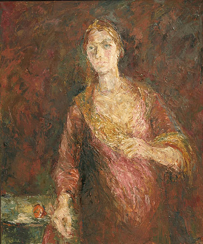 Selbstportrt nach Rembrandts Saskia mit der roten Blume